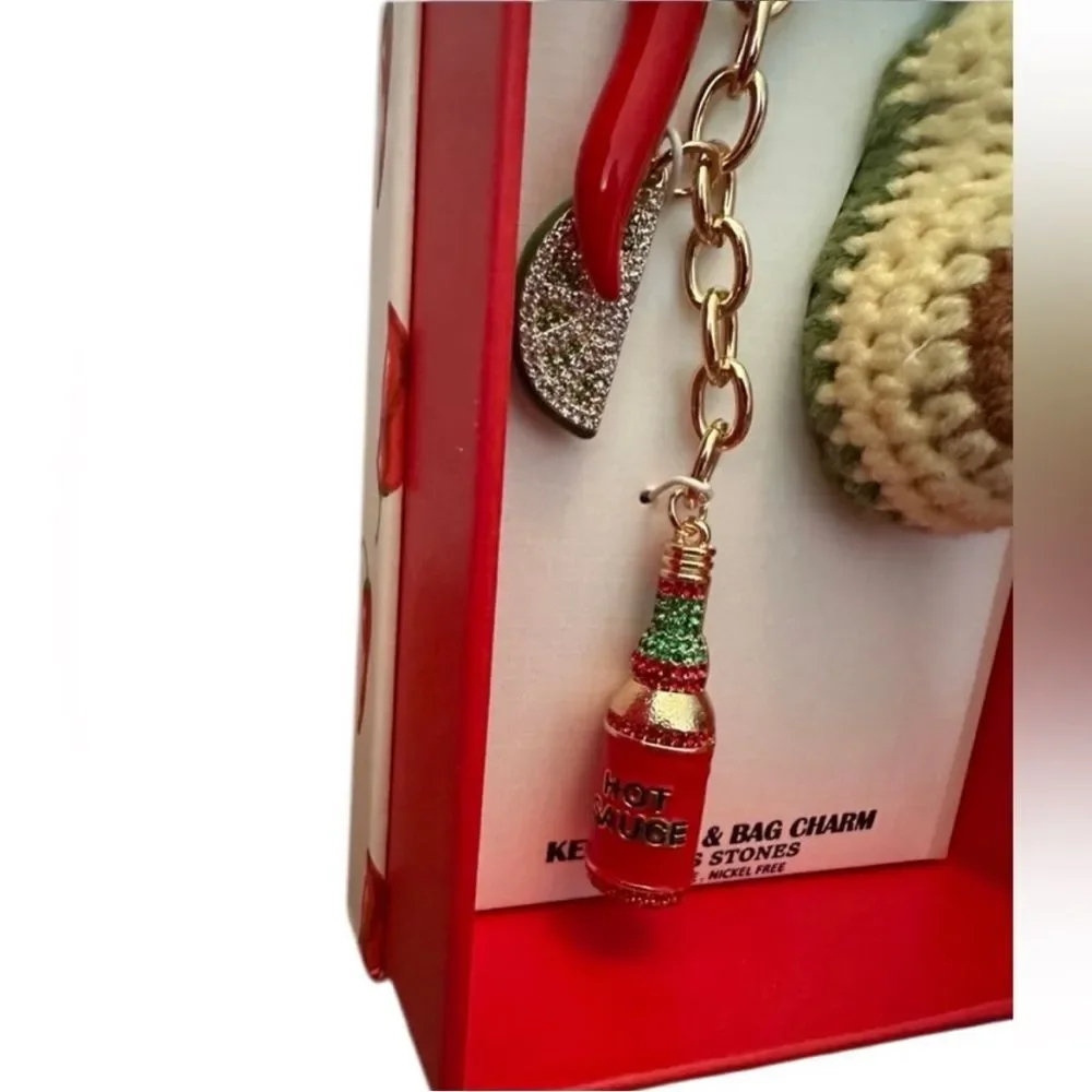 Piper K Knit Avocado Multi Charm Keychain Bag Purse Southwestern‎ NWT